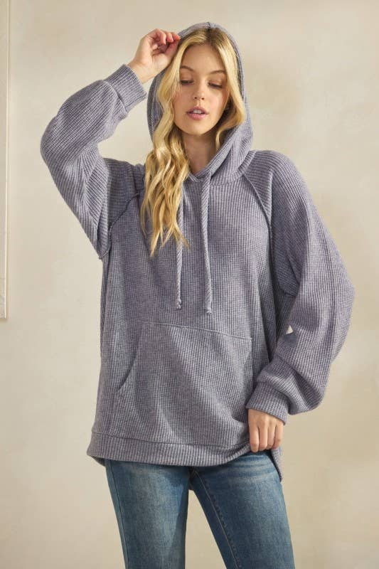 Waffle hoodie Mocha/Denim