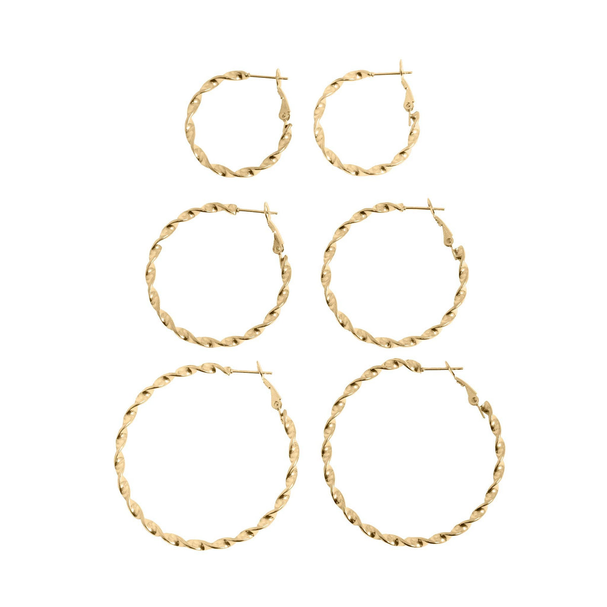 18K Gold PVD Stainless Steel Twist Hoop Earrings