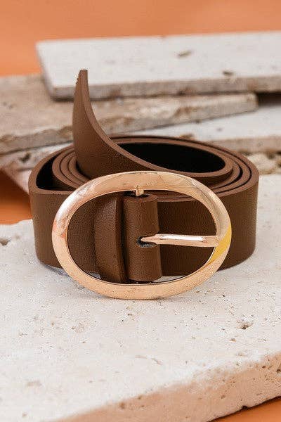 OVAL BUCKLE LEATHER BELT