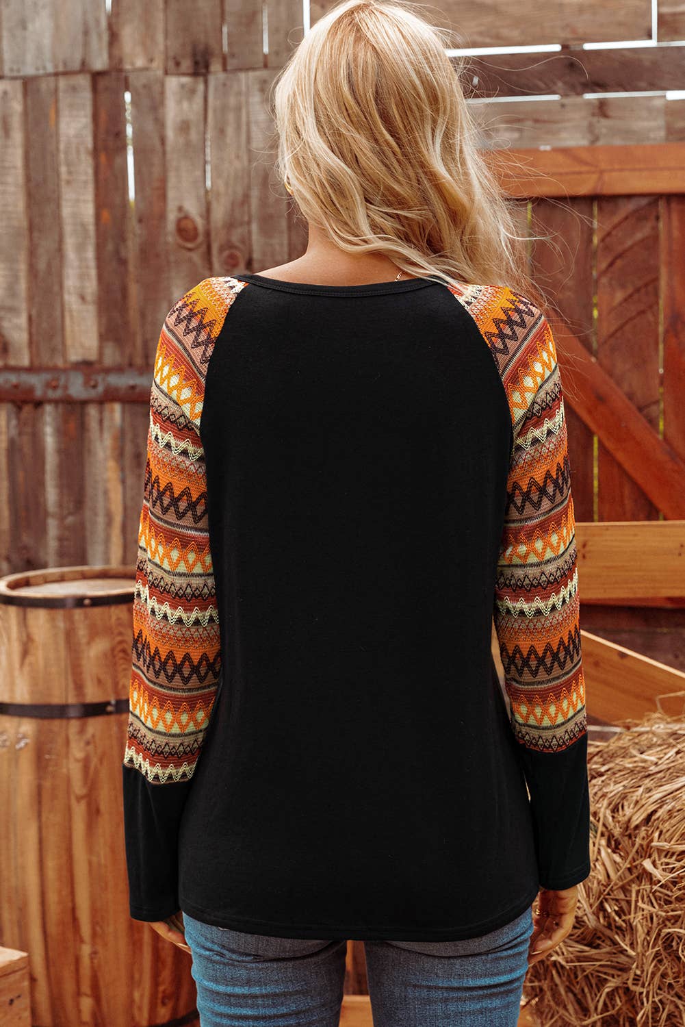 Fall Patterned Sleeve Tee