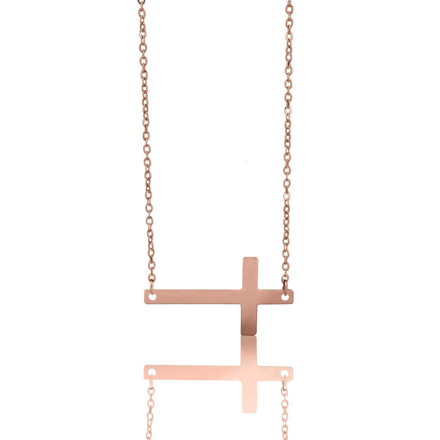Stainless Steel Horizontal Cross Necklace