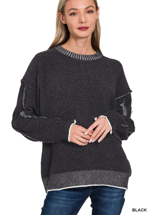 Exposed seam sweater
