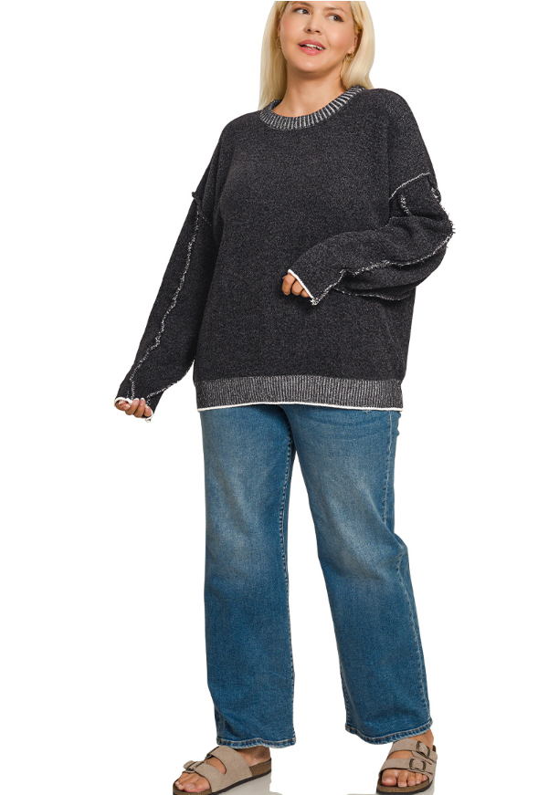 Exposed seam sweater