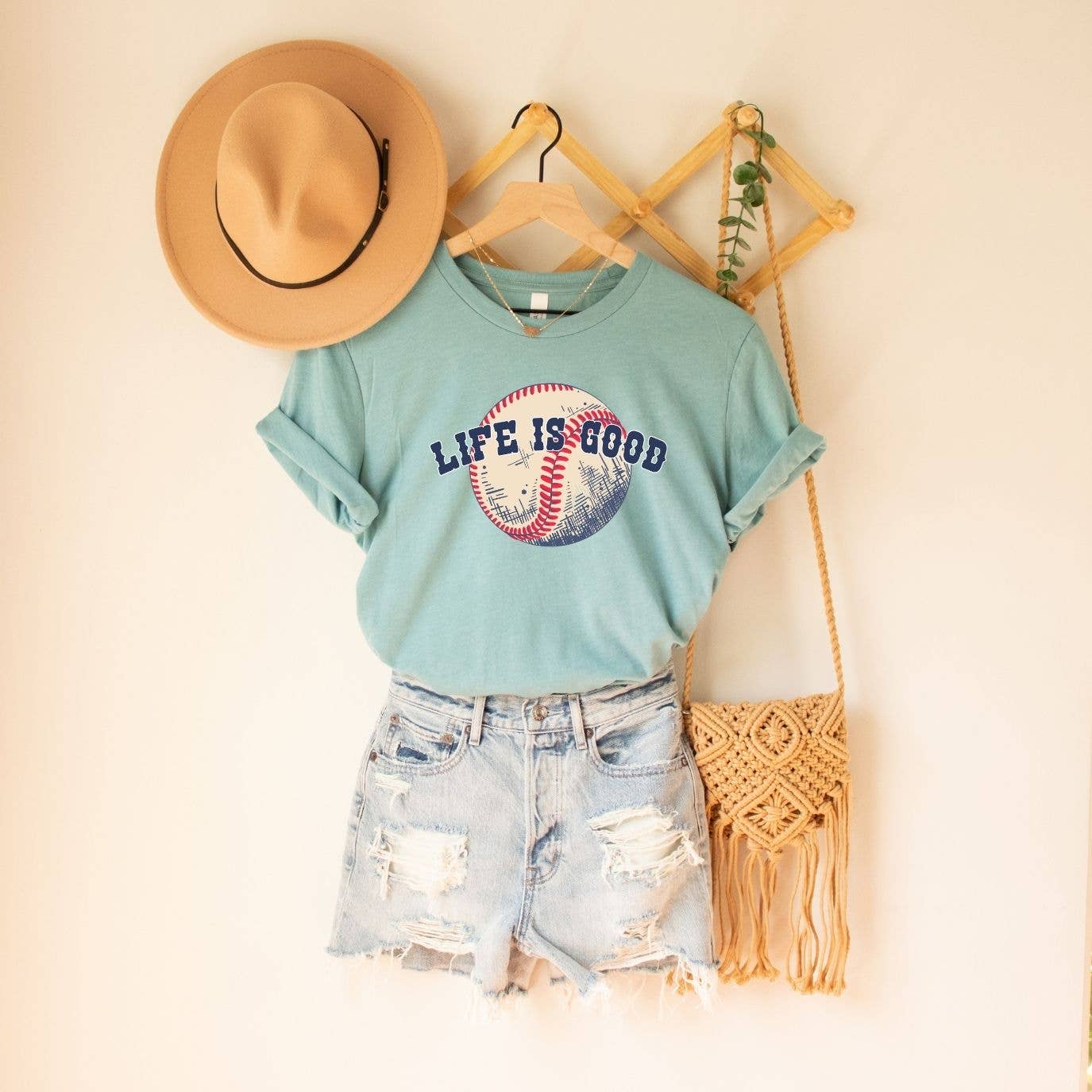 Life is Good Baseball Dusty Blue Tee