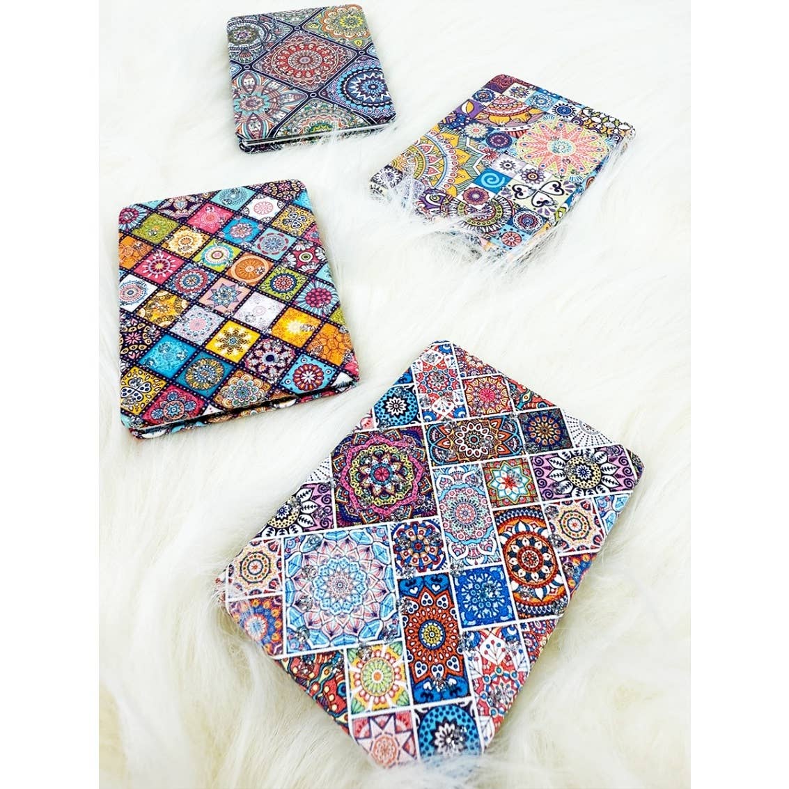 Mixed Pattern Double Sided Square Cosmetic Mirror