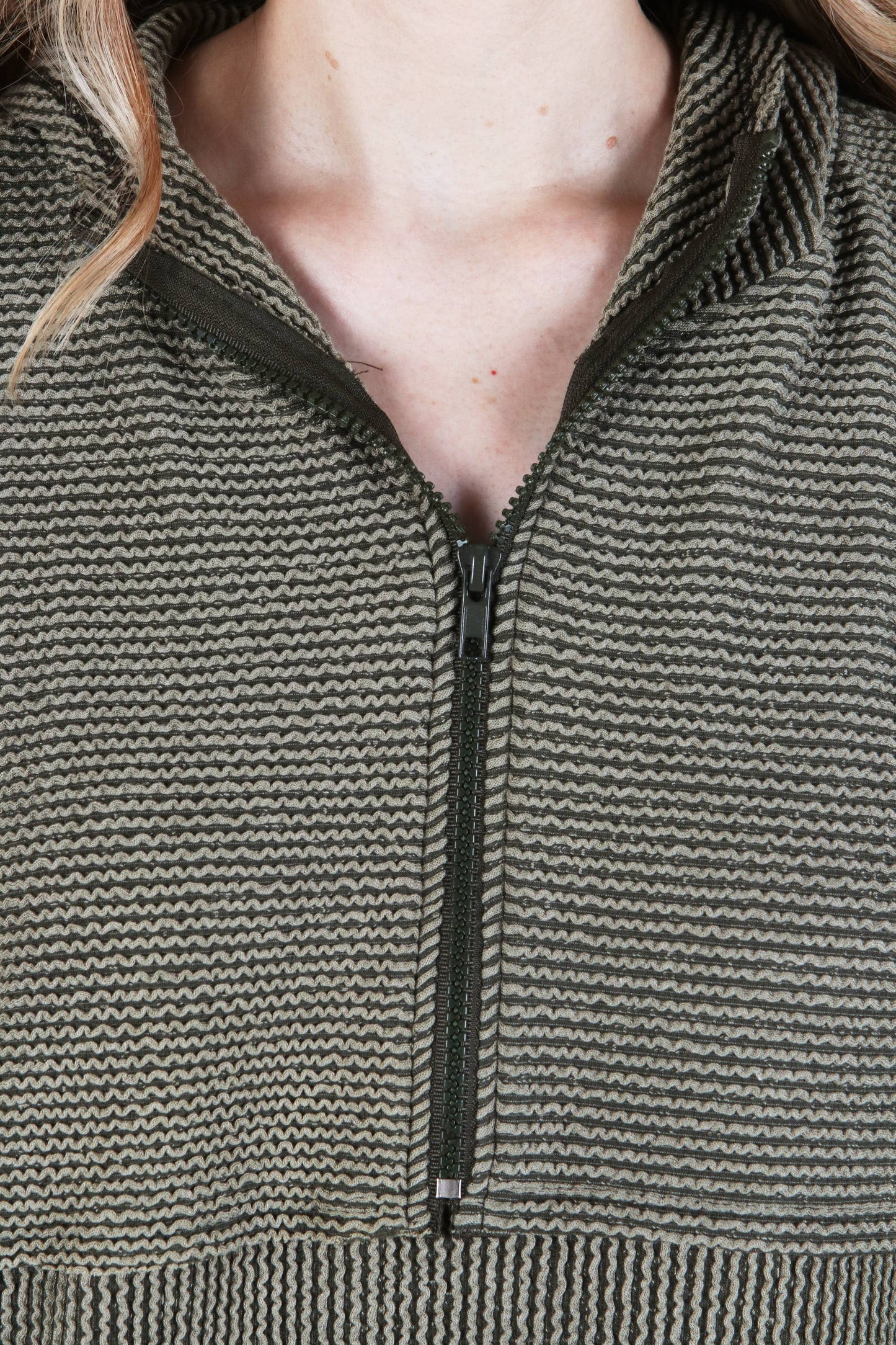 Olive ribbed 1/4 zip