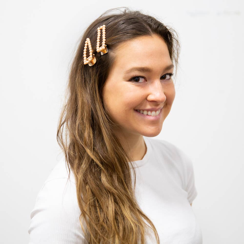 Blush Beaded Barrette Set