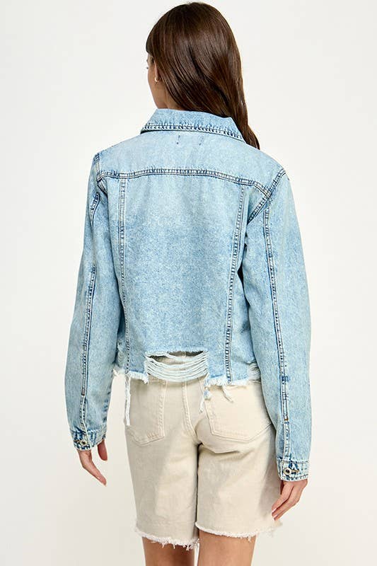Plus Denim Jack with Distressed