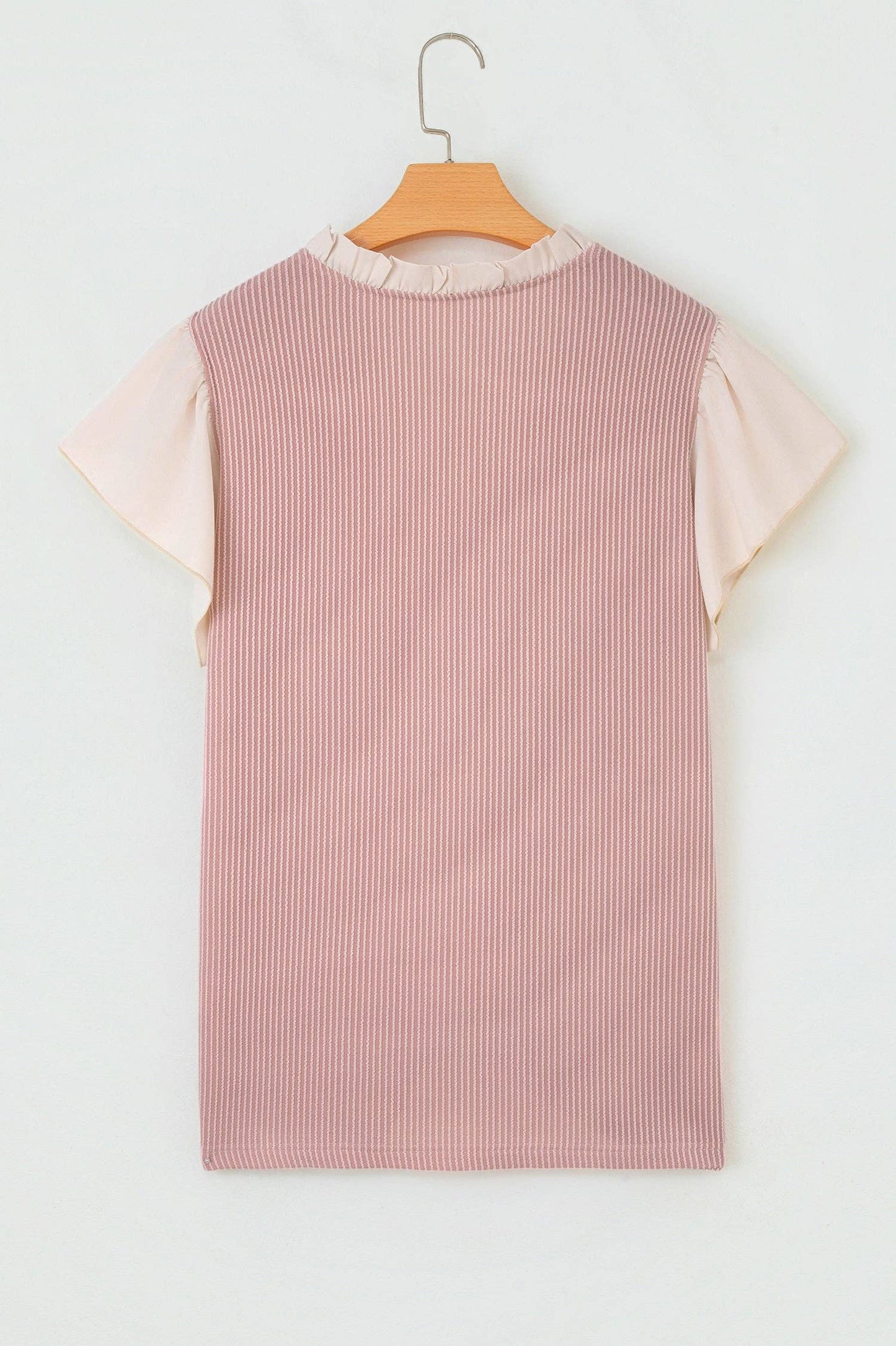 Mauve Frilled Neckline Ruffled Sleeve Plus