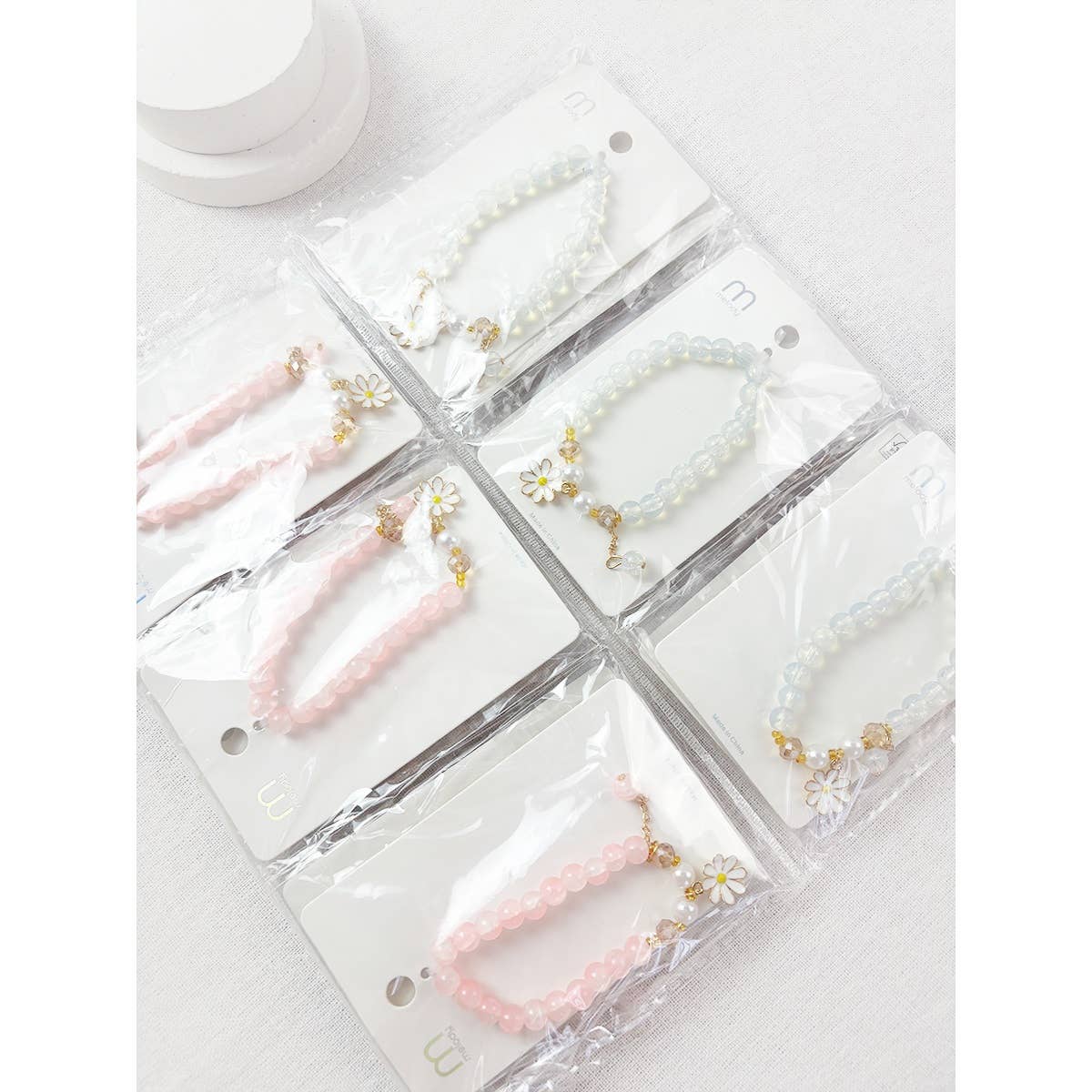 Flower Charm Mix Beads Stretch Bracelet