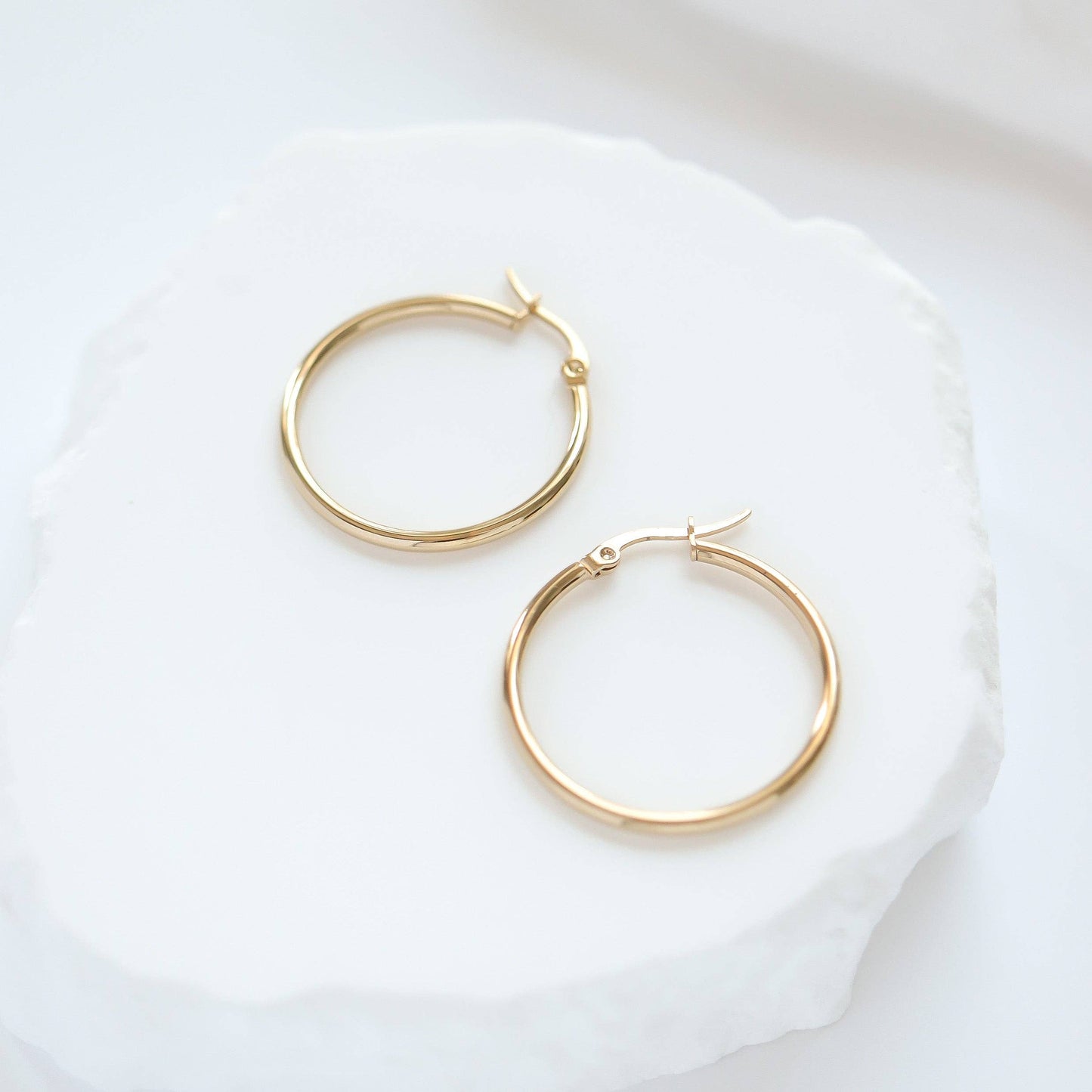 18K Stainless Steel Round Tube Hoop Earrings