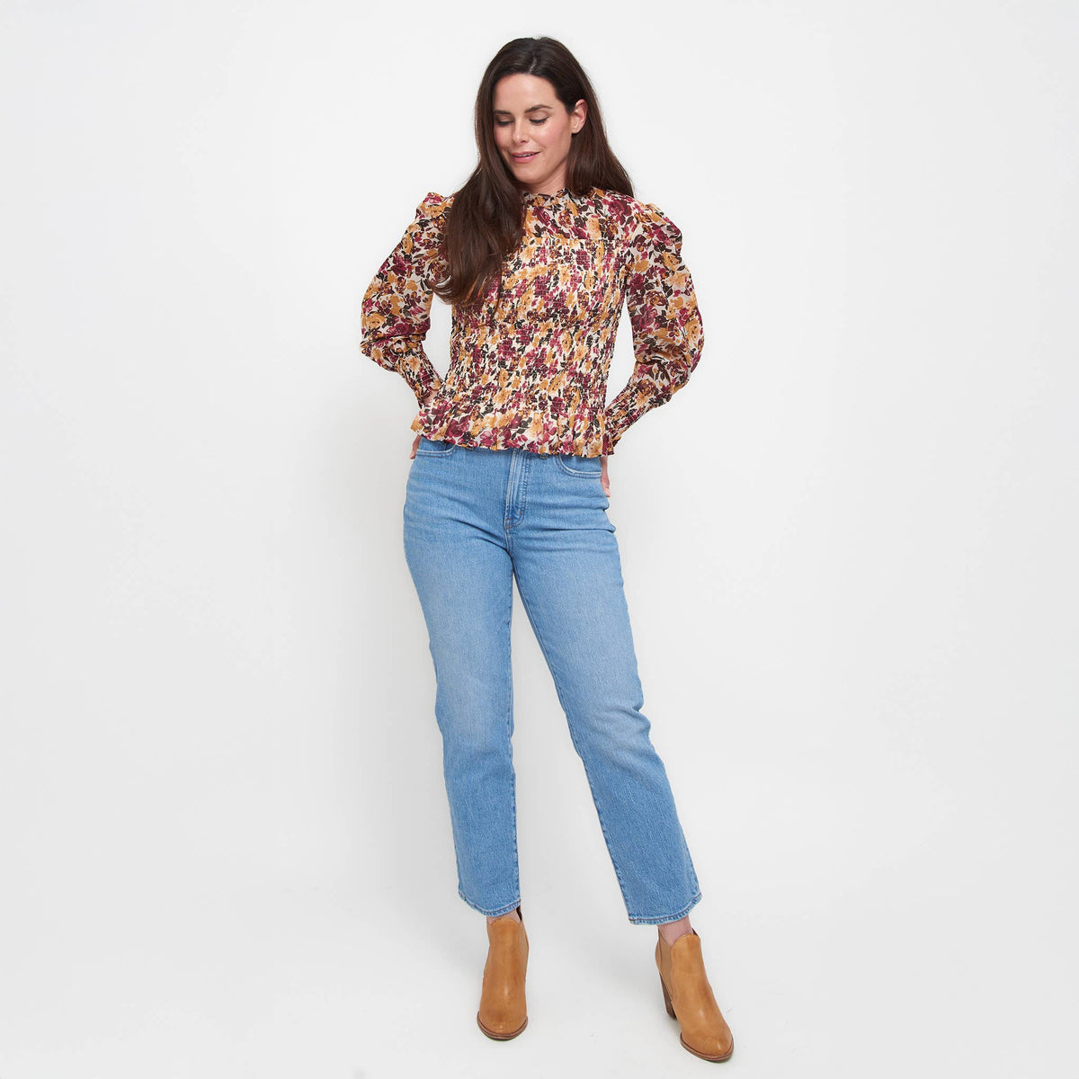 Hazel Smocked Long Sleeve Blouse