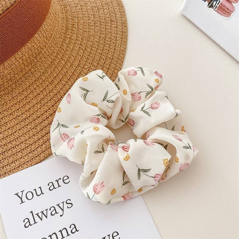 Chiffon Floral Scrunchies (set of 3)