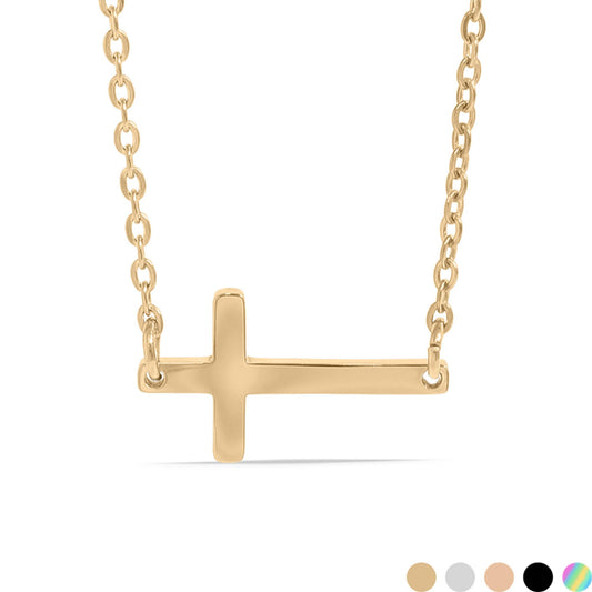 Stainless Steel Horizontal Cross Necklace