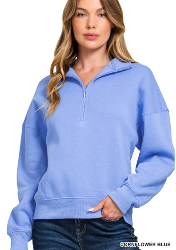 Fleece high neck half zip