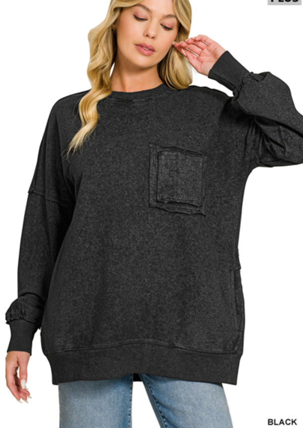 Oversized front pocket pullover