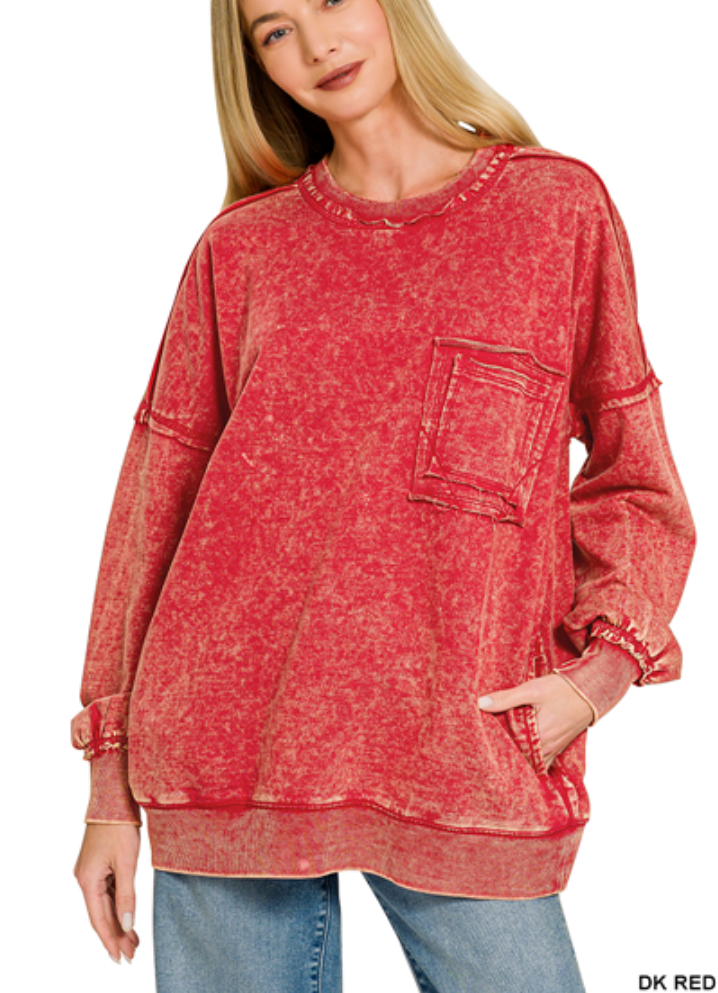 Oversized front pocket pullover