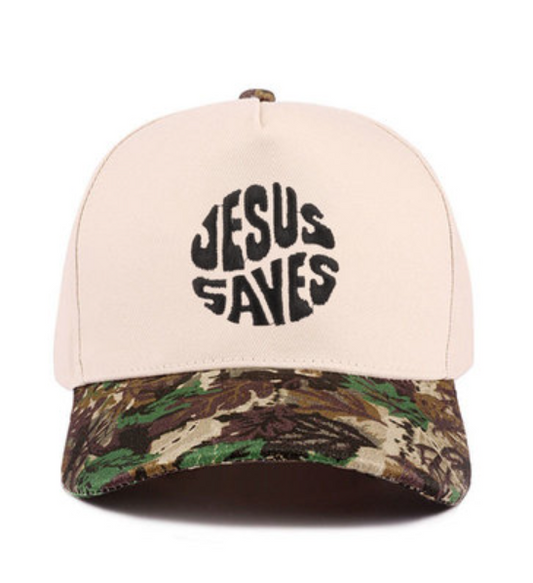 Jesus saves two tone canvas cotton cap