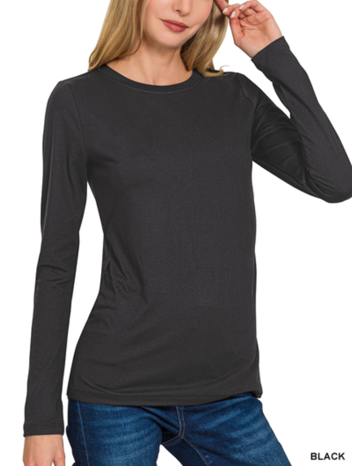 Microfiber long sleeve round neck tee