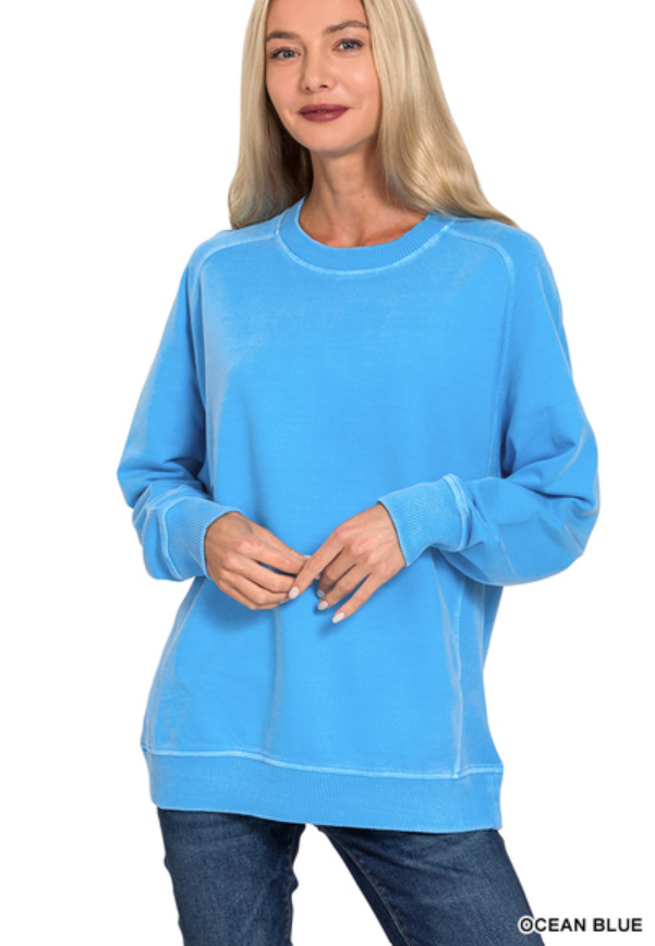 French terry pigment dye pullover