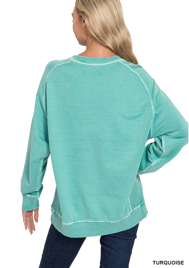French terry pigment dye pullover