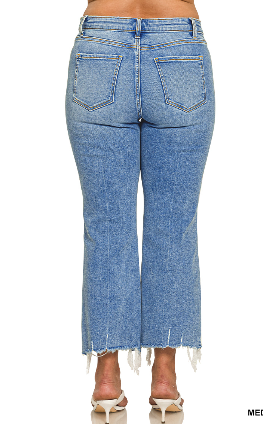 Zenana Plus Kick Crop Flare Pants