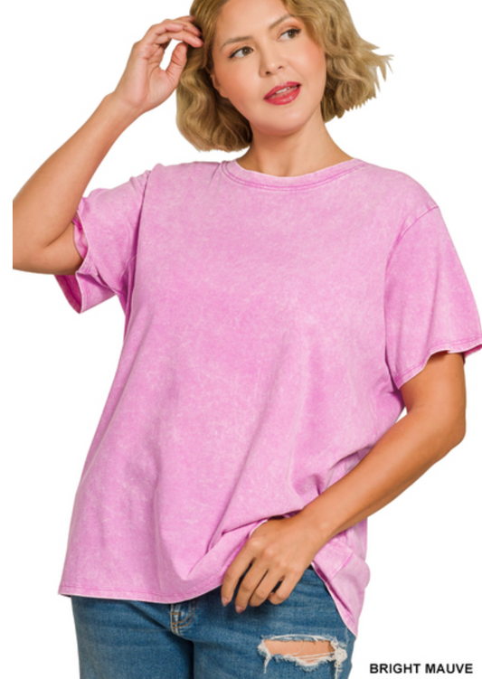 Plus acid washed round neck tee