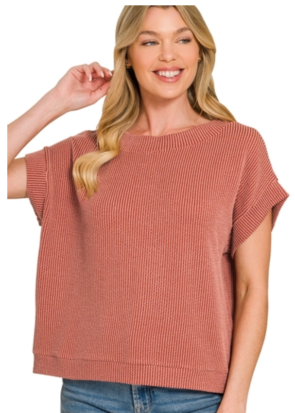 Raised ribbed cap sleeve