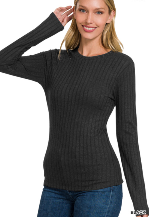 Ribbed long sleeve top