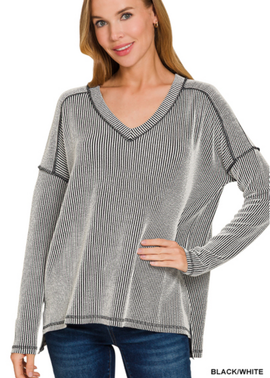 Ribbed long sleeve top