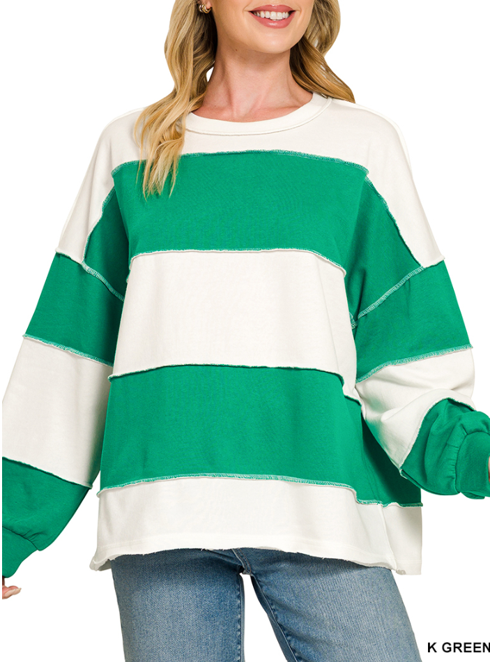 Rugby stripe french terry top