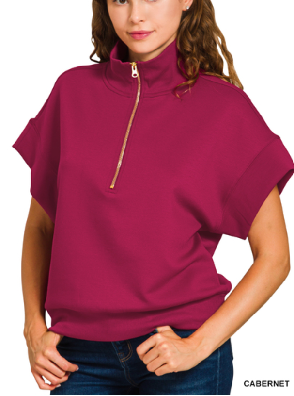 Scuba short sleeve zip pullover