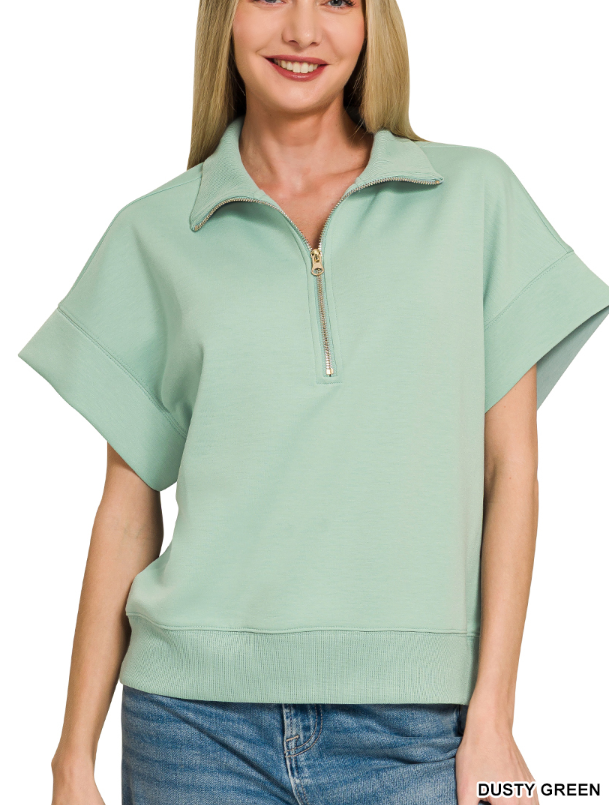 Scuba short sleeve zip pullover