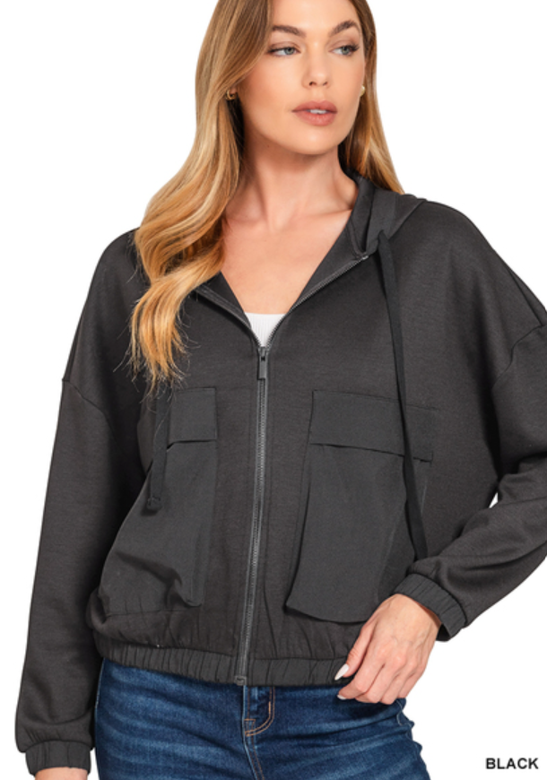Soft scuba full zip hoodie jacket