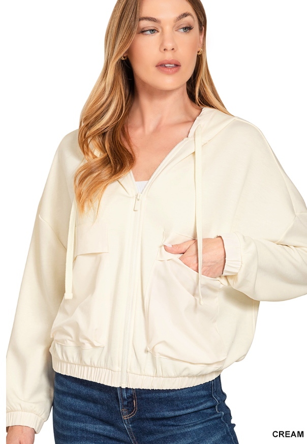 Soft scuba full zip hoodie jacket