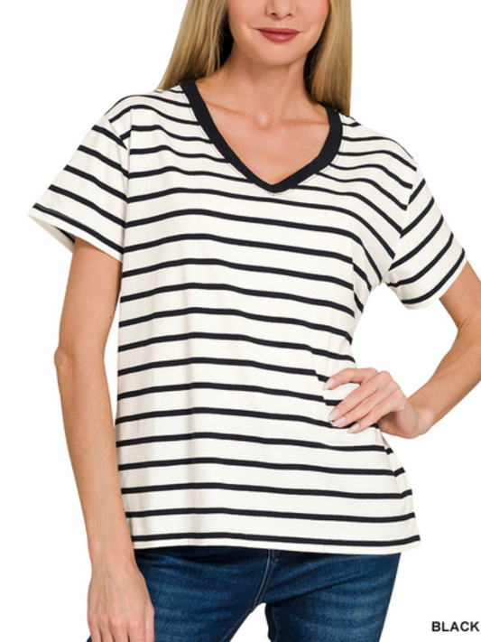 Striped v neck tee