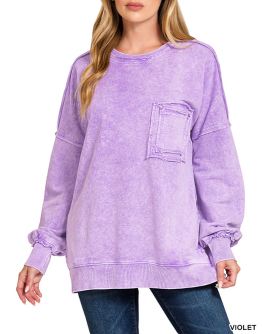 Violet front pocket pullover